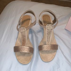 Gold rhinestone heels